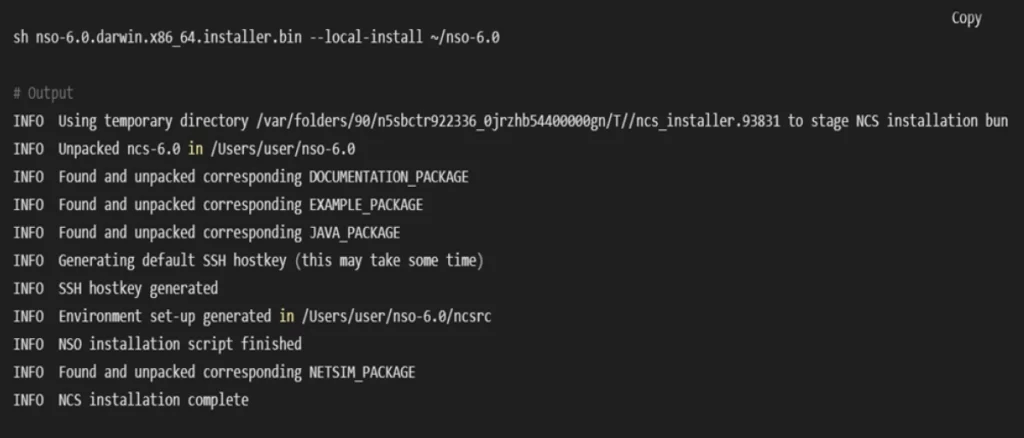 The command used to installing the Cisco NSO Locally
