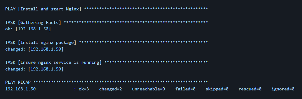Ansible Playbook Command output